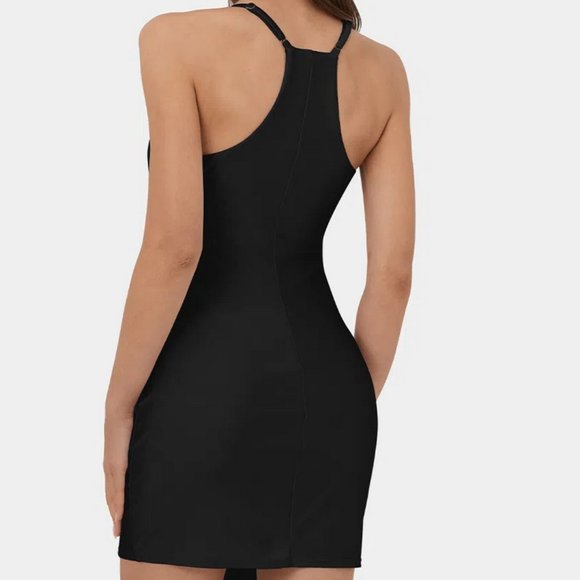 Halara Black Shirred V-Neck Bodycon Mini Dress - Picture 4 of 9